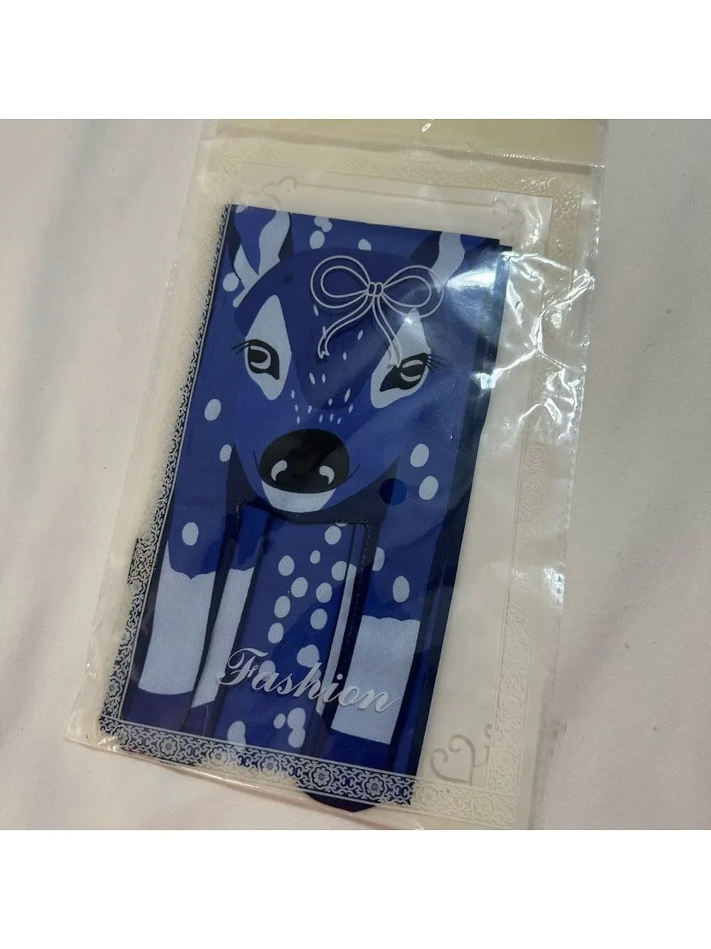 SPOTTED FAWN SCARF BANDEAU PURPLE BLUE HAIR BAG NECK TIE NOVELTY DEER SCARF 46”